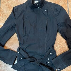 Armani Exchange A/X Belted Moto Jacket M Womens High Collar Zip Button Closure